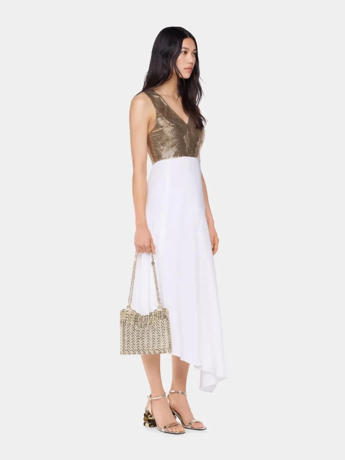 Asymmetrisk kjole i mesh og satin