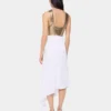 Asymmetrisk kjole i mesh og satin