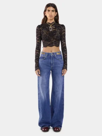 Baggy jeans i mørkvasket denim