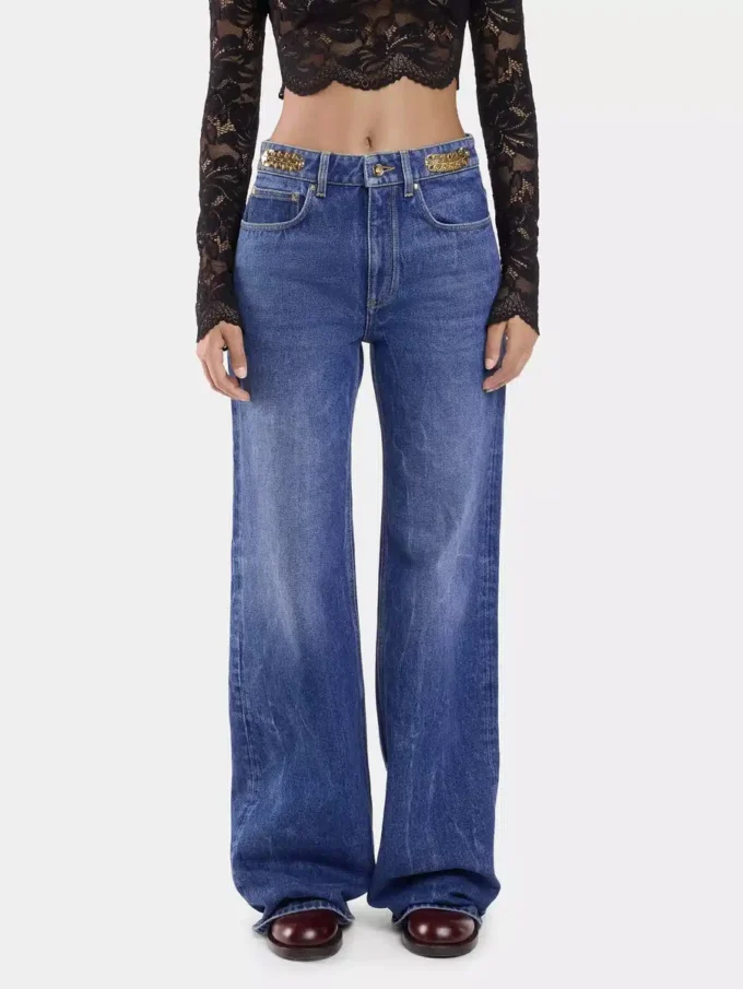 Baggy jeans i mørkvasket denim