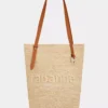Beige raffia-taske med logo