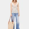 Beige raffia-taske med logo
