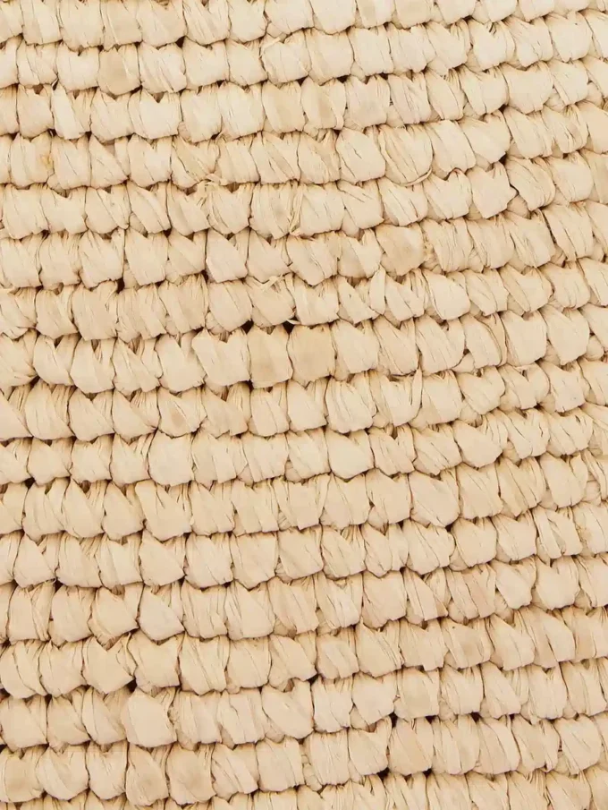 Beige raffia-taske med logo