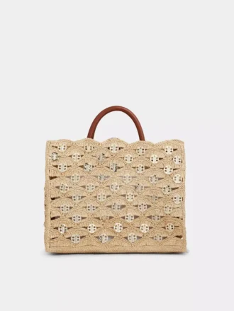 Beige totebag i raffia