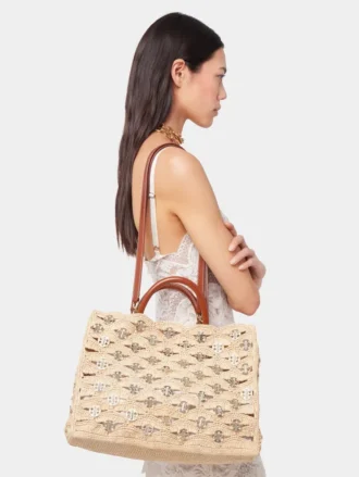 Beige totebag i raffia