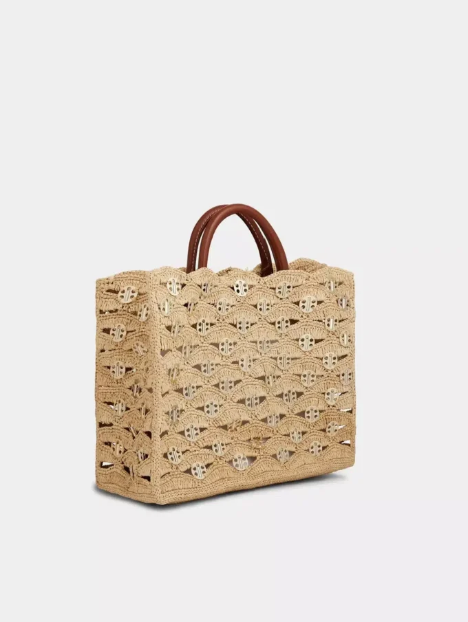 Beige totebag i raffia