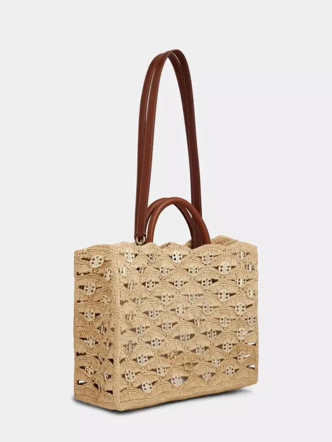 Beige totebag i raffia