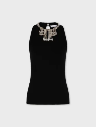 Broderet strikbluse
