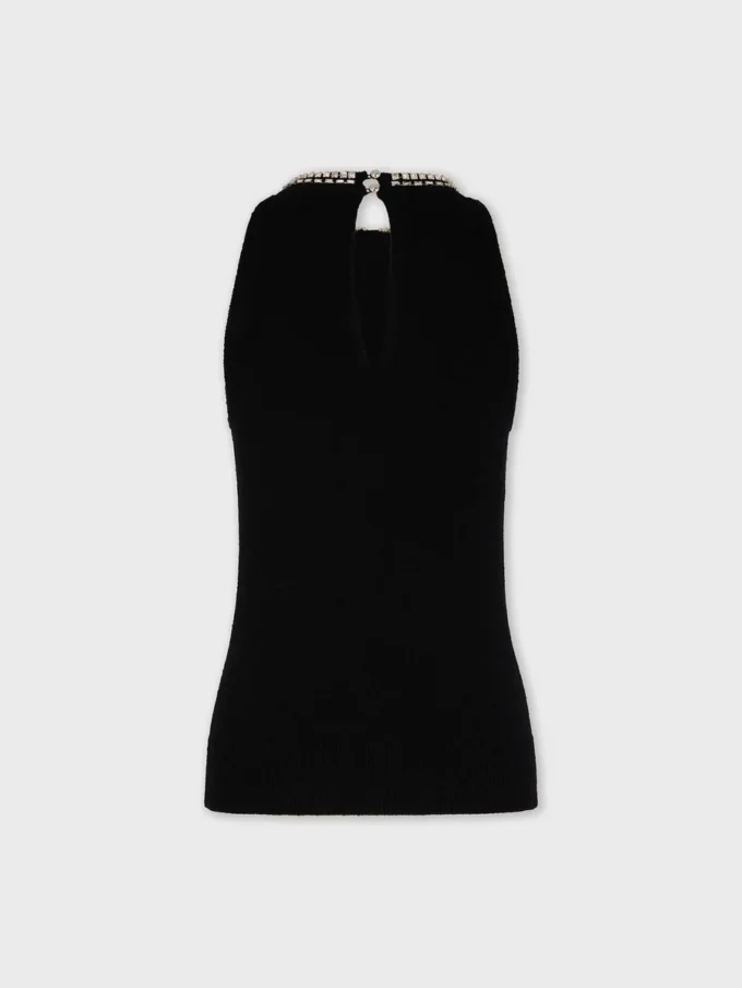 Broderet strikbluse