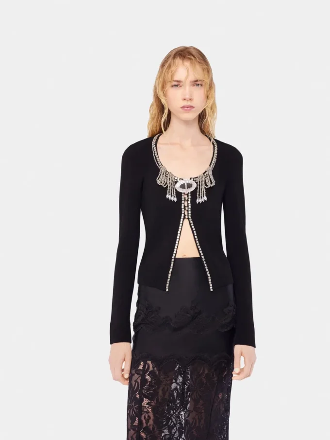 Broderet strikket cardigan