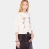 Broderet uldcardigan