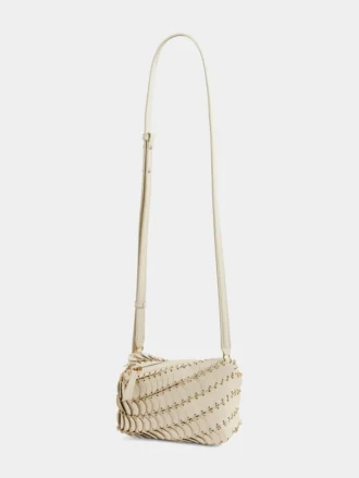 Cremefarvet Paco crossbody lædertaske