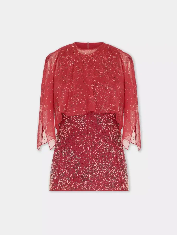 Crepe-top med perlebroderi