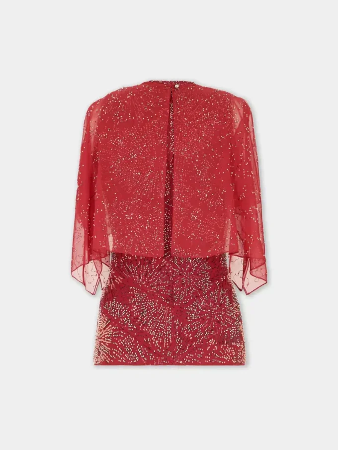 Crepe-top med perlebroderi