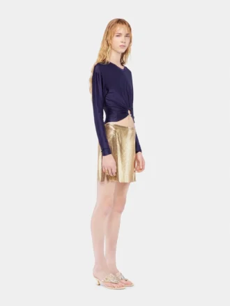 Guldfarvet miniskirt i mesh