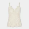 Elfenbensfarvet tanktop i blonder