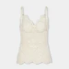 Elfenbensfarvet tanktop i blonder