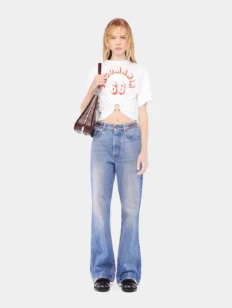 T-shirt i bomuld med print og piercing