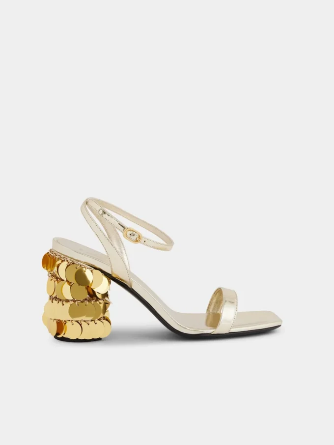 Guldfarvede sandaler med Sparkle-hæl