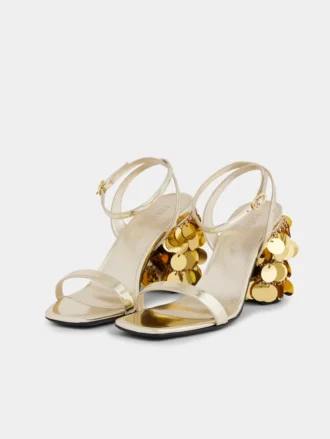 Guldfarvede sandaler med Sparkle-hæl
