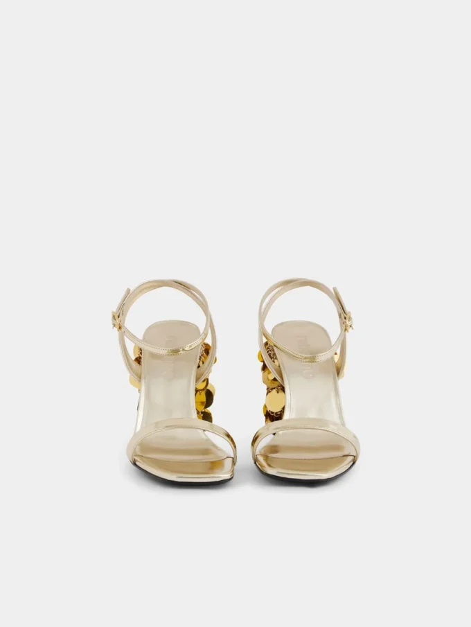 Guldfarvede sandaler med Sparkle-hæl