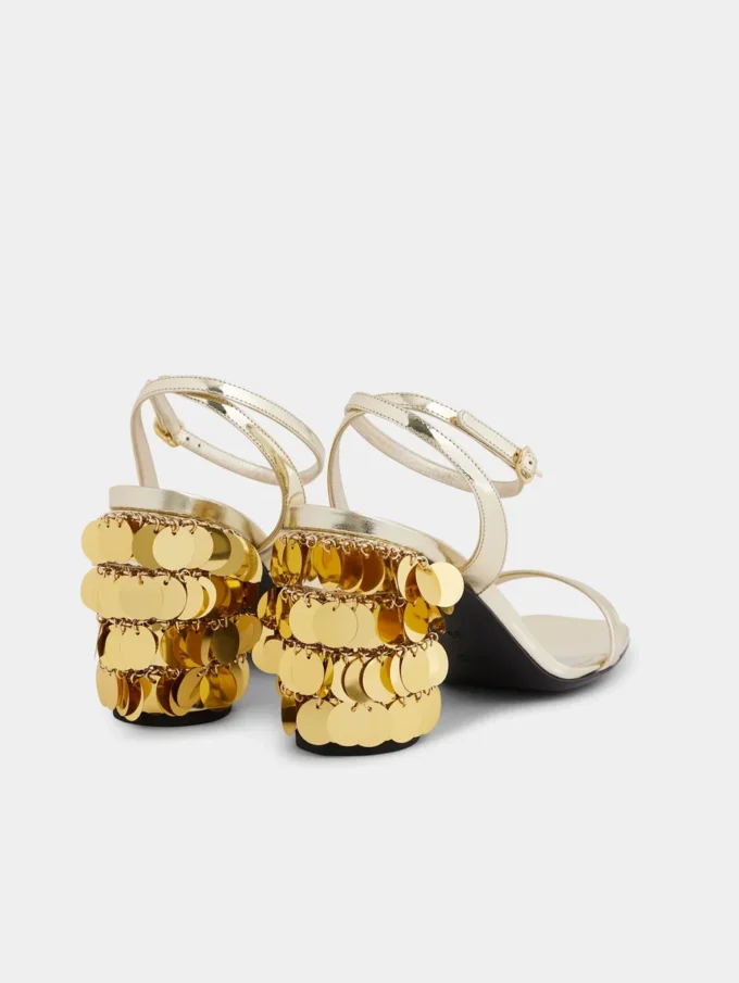 Guldfarvede sandaler med Sparkle-hæl