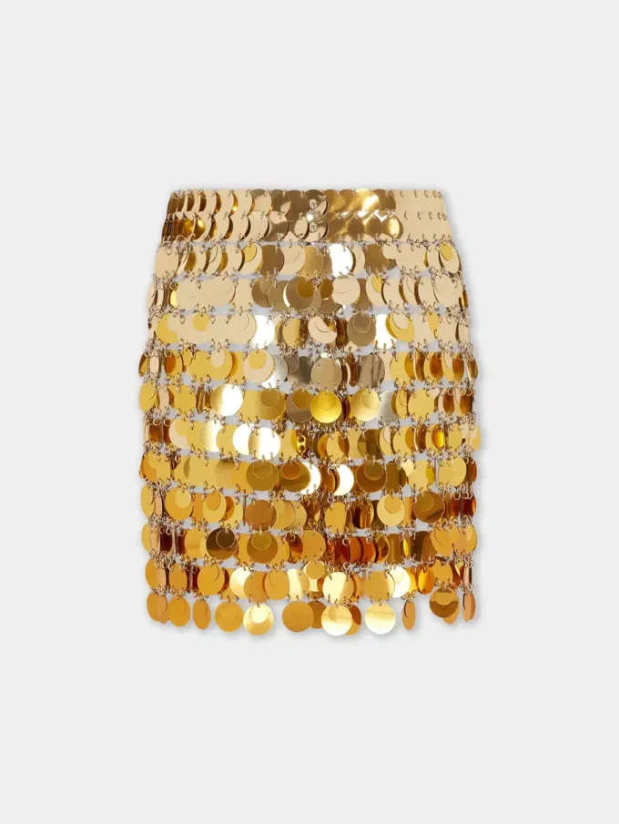 Guldfarvet miniskirt i gradient