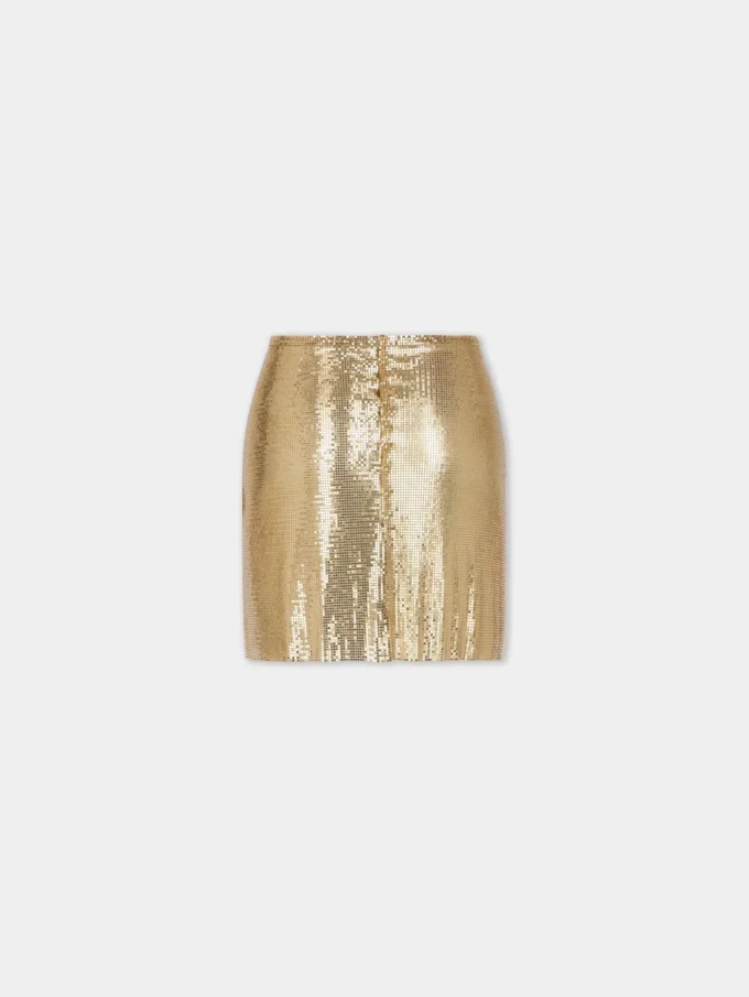 Guldfarvet miniskirt i mesh
