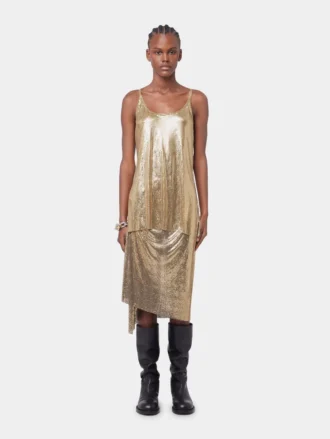 Guldfarvet tanktop i mesh