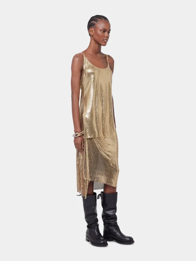 Guldfarvet tanktop i mesh