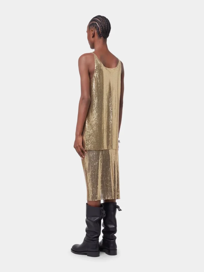 Guldfarvet tanktop i mesh