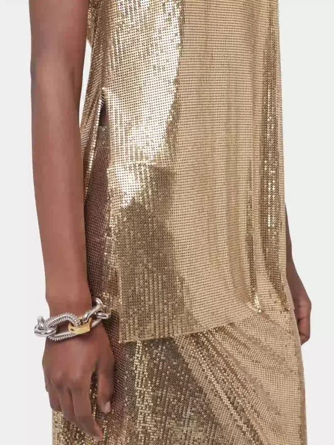 Guldfarvet tanktop i mesh