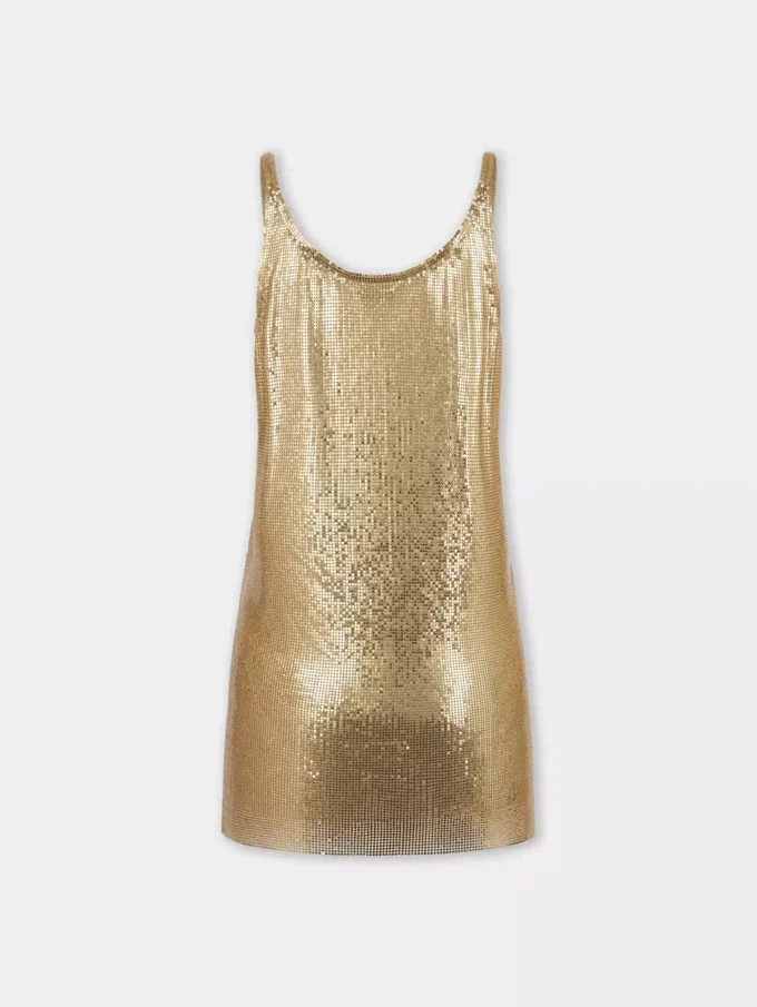 Guldfarvet tanktop i mesh
