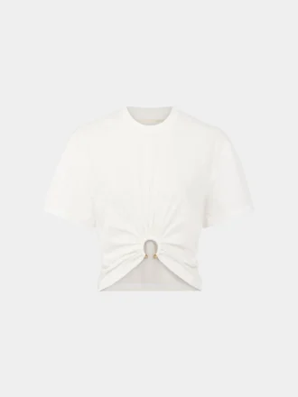 Hvid T-shirt med piercing