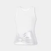 Hvid tanktop med piercing i ribbet jersey