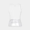 Hvid tanktop med piercing i ribbet jersey