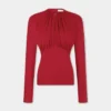 Jerseybluse med rynkede detaljer