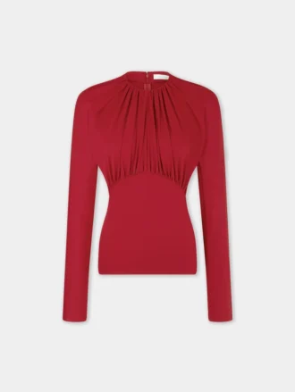 Jerseybluse med rynkede detaljer