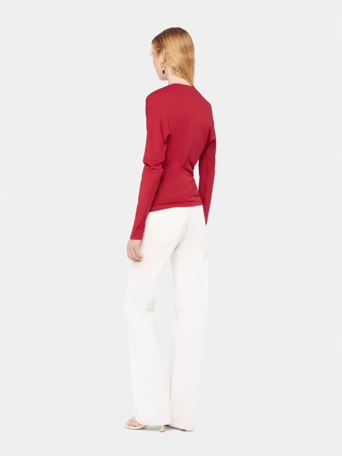 Jerseybluse med rynkede detaljer