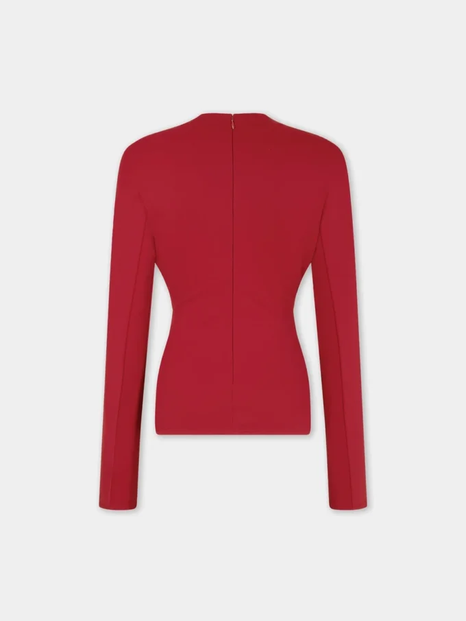 Jerseybluse med rynkede detaljer
