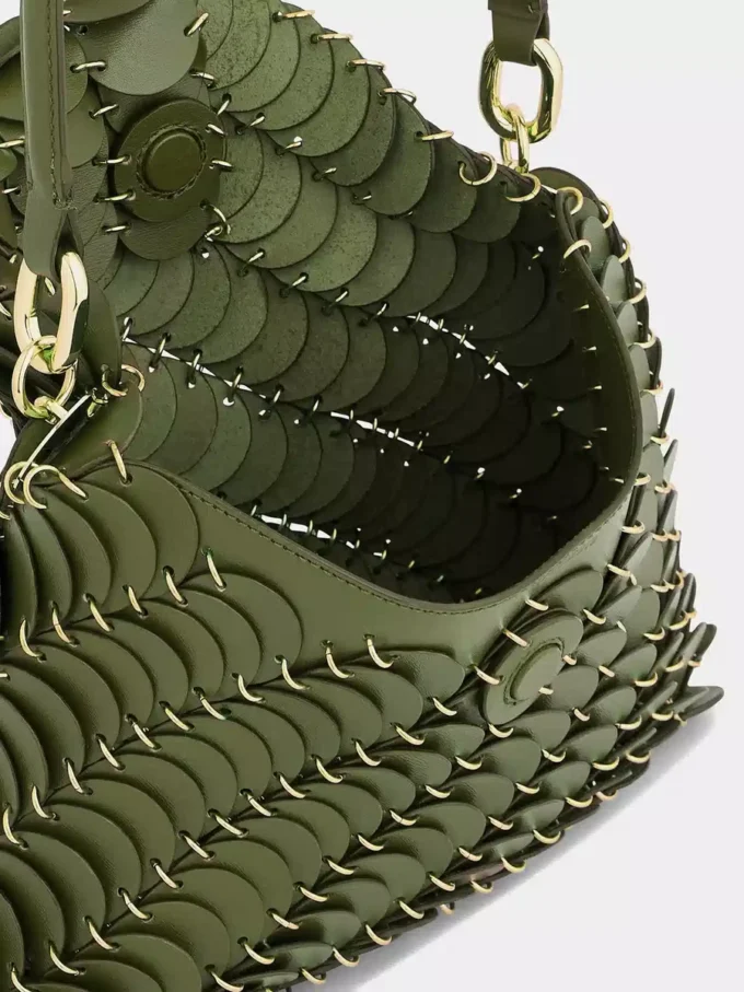 Khaki paco skuldertaske i kalveskind