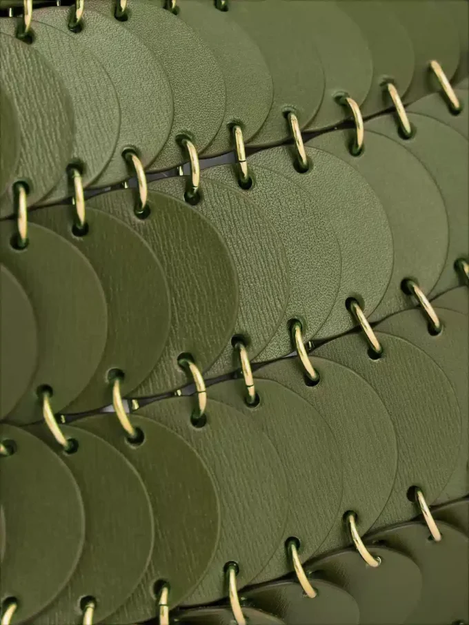 Khaki paco skuldertaske i kalveskind