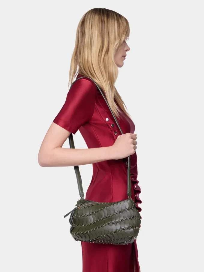 Khakifarvet Paco crossbody lædertaske