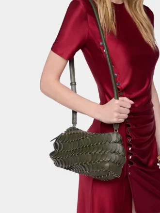 Khakifarvet Paco crossbody lædertaske