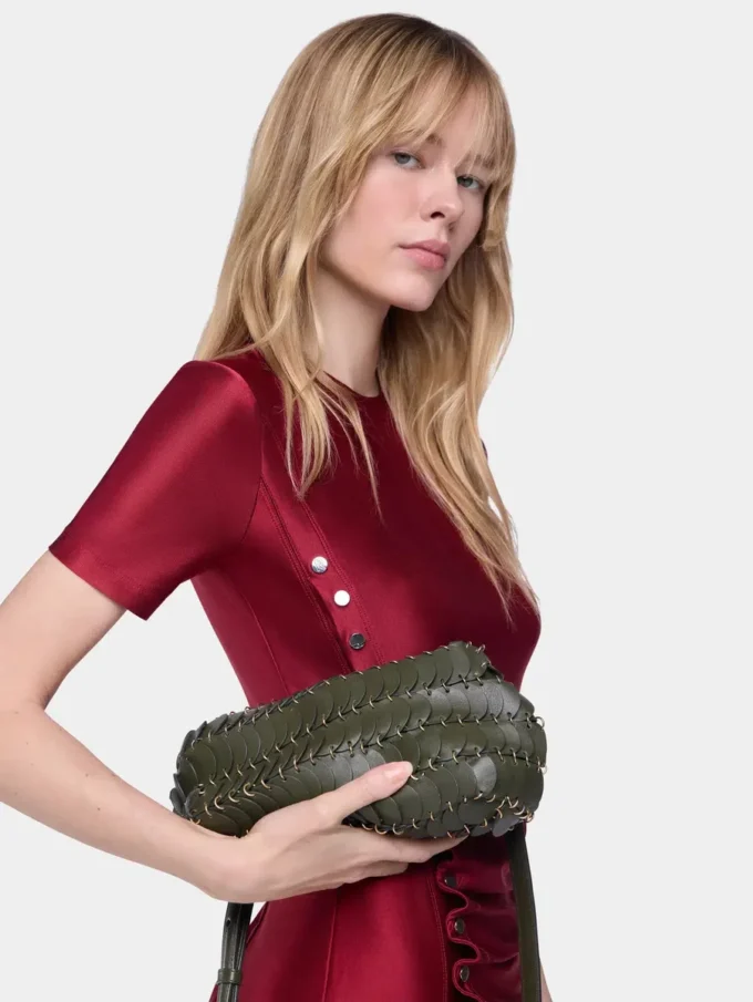 Khakifarvet Paco crossbody lædertaske