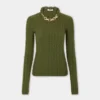 Khakifarvet sweater i uld