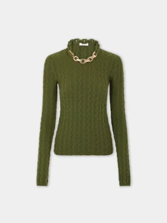 Khakifarvet sweater i uld