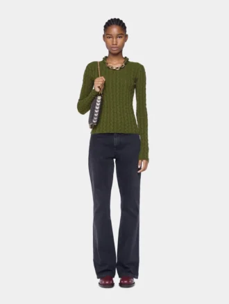 Khakifarvet sweater i uld