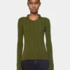 Khakifarvet sweater i uld