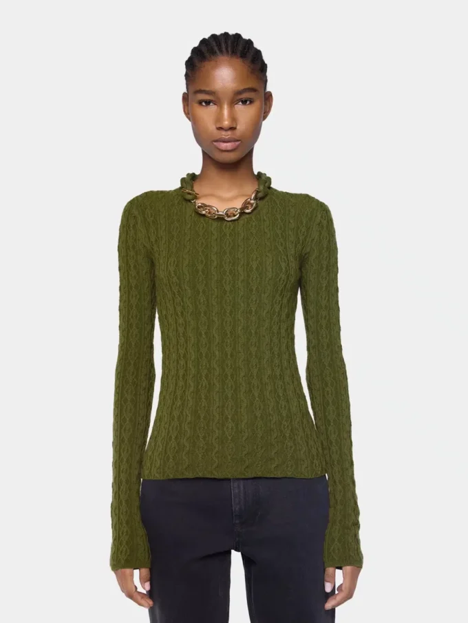 Khakifarvet sweater i uld